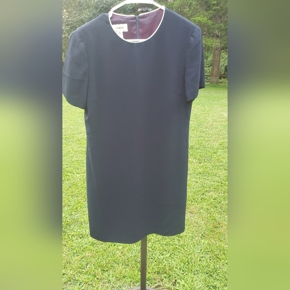 Talbots Navy‎ Blue Short Sleeve Classic White trim Dress Size 8P - Picture 1 of 11